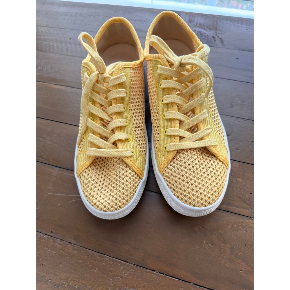 Soludos Ibiza Mesh Knit Lace Up Sneaker Yellow Size 8 - Picture 2 of 5